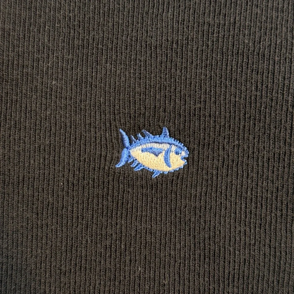 Southern Tide Quarter Zip Mens M Black Skipjack Ribbed Cotton Pullover Preppy